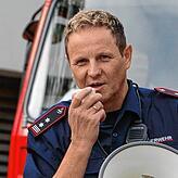 Kommandant Gerd Wimmer bei einer Feuerwehrübung.