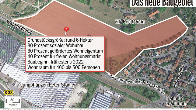 Das geplante Baugebiet Lindenbühl ist rund sechs Hektar groß. Baubeginn soll hier frühestens im Jahr 2022 sein.