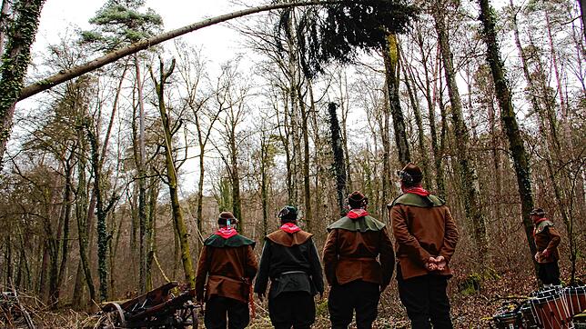Holzhauer, die auf Narrenbäume starren: Über einen langen Zeitraum ging der Blick der Holzhauer nach oben zum Narrenbaum.