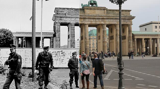 Im Wandel der Zeit: Einst patrouillierten Grenzpolizisten vor der Mauer am Brandenburger Tor, heute kommen Besucher aus der ganzen Welt ...