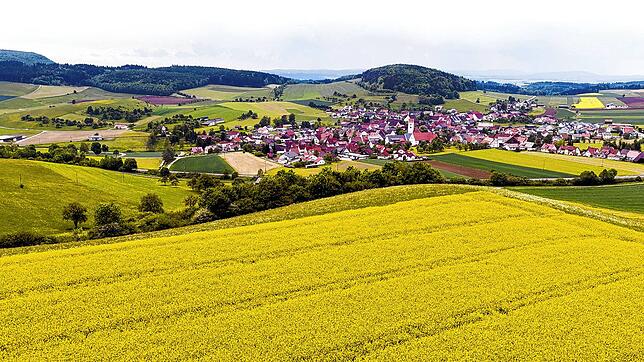 Der Blick auf Riedböhringen aus der Vogelperspektive. In dem Blumberger Teilort, zwischen Kernstadt und Hüfingen gelegen, haben sich 22 ...