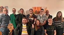 Die Vorstandschaft mit Gemeindevertreter Roland Mutter (hinten links): Zunftschreiberin Carina Häßle, Zunftmeister Tobias Palla, ...