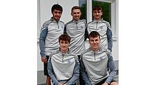 Die Neuzugänge des FC Neustadt: Von oben links: Sascha Waldvogel, Noah Schmidle, Marco Kaiser, Unten links: Janis Haasler, Matthis Beha.