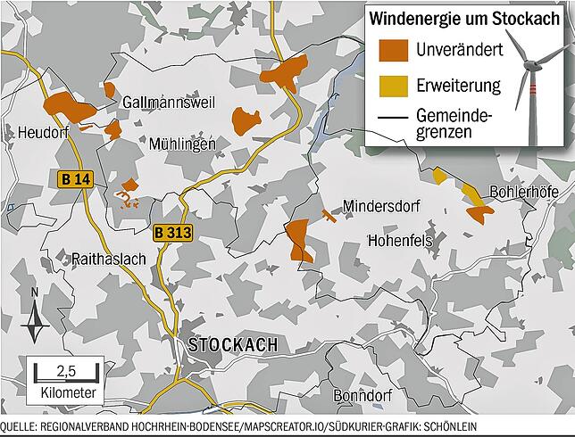 Bild 1: Wo künftig Windräder im Raum Stockach stehen könnten