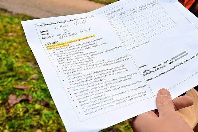 Jeder Schütze bekommt ein Blatt, auf dem er seine abgegebenen Schüsse protokolliert.