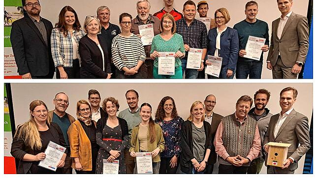 Das sind die 20 Gewinnervereine der Vereinsförderaktion von Sparkasse Hochrhein und SÜDKURIER Medienhaus. Oben die Vereine aus dem ...