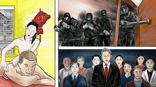 Zehn Beschuldigte &ndash; großteils Chinesen &ndash; sowie Dutzende Spezialkräfte: 14 Razzien gab es in Massagesalons und Wohnungen, ...