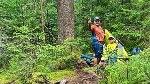 Timo und Mika Krämer im Trekking Camp Königsfeld. Die Familie aus Villingen hat das neue Angebot vor Kurzem getestet.