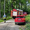 Einer von drei Einsätzen am Donnerstagnachmittag: Eine Mountainbikerin ist am Gehro-Trail oberhalb von Hepbach in unwegsamen Gelände ...