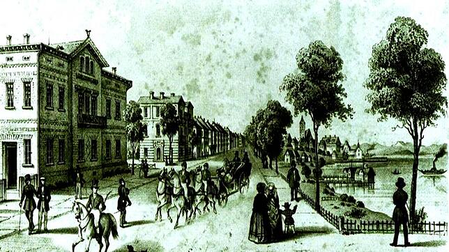 Das Bild zeigt eine Planung der Friedrichstraße von 1811, als Friedrichshafen durch die Zusammenlegung von Hofen und Buchhorn entstand. ...