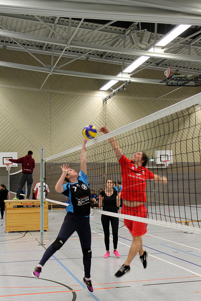 Die Volleyballer zeigen Stärke am Netz.