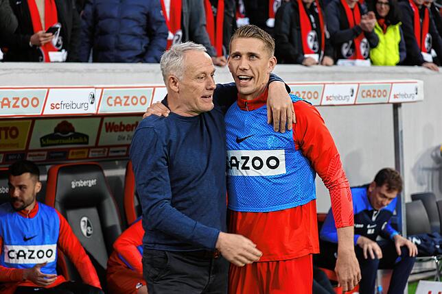 Zwei, die sich gut verstehen: Freiburgs Trainer Christian Streich (links) und Stürmer Nils Petersen.