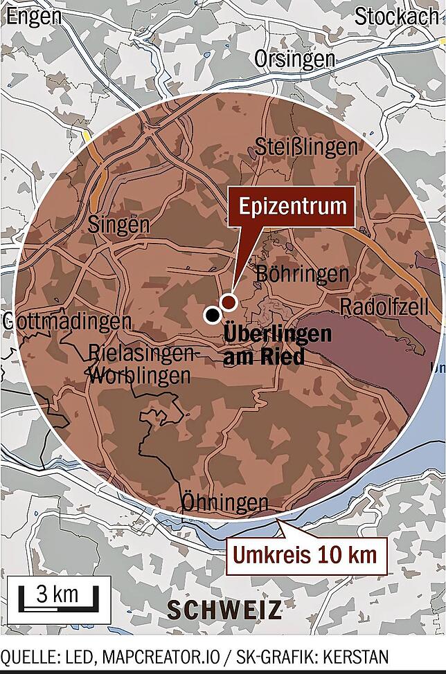 Bild 1: Und wieder bebt die Erde: Am Donnerstagabend rumpelte es schon wieder im Hegau
