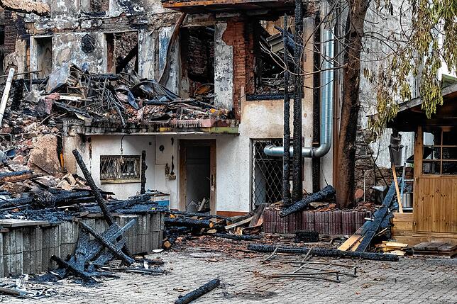 Bild 7: Villingen nach der Brandkatastrophe: Nun zeigt sich das Ausmaß der Zerstörungen