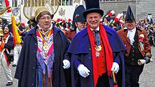 Die Narreneltern Wolfgang Lechler (links) und Thomas Pross beim Narrentag des Viererbunds im Januar 2020. Beide legen ihre Ämter 2022 ...