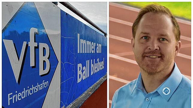 Tritt nach zweieinhalb Jahren nicht mehr zur Wiederwahl an: Noch-Präsident des VfB Friedrichshafen Jochen Benz (rechts). Links zu sehen: ...