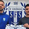 Ist schon da: Sportchef Jean Rossetti (links) von den SF Schliengen freut sich auf Yannick Klucker, der von der Spvgg. ...