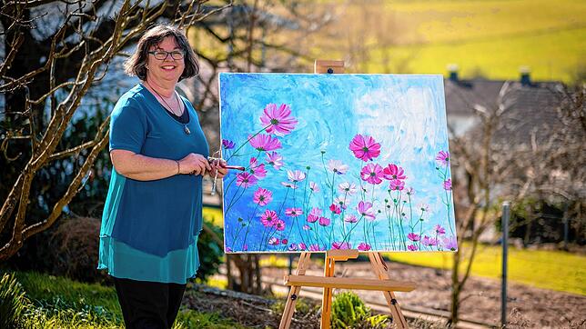 Künstlerin Patricia Mutter aus Wutöschingen stellte ihre Aquarellmalerei und Acryltechnik im Münchener Hansa-Haus aus.