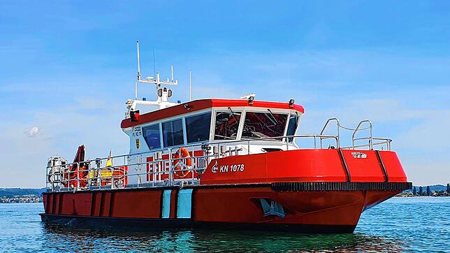 Ein DLRG-Boot auf dem Bodensee.