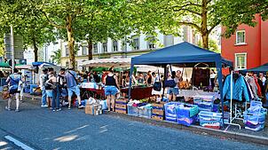 Bild : Mega Flohmarkt in Konstanz und Kreuzlingen: die ersten Besucher schlendern über die Verkaufsflächen