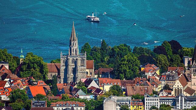 Ein Blick auf Konstanz aus der Luft.