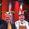 Bundesgesundheitsminister Karl Lauterbach und Fürsprech Miachel Nadig bei der Verhandlung des Narrengerichts im Februar 2024.