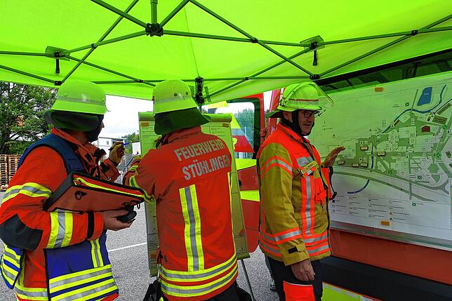 Bild 7: Gemeinsame Probe der Sto-Werkfeuerwehr und der Freiwilligen Feuerwehren