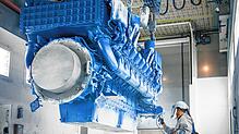 MTU-Großmotoren wie dieser von Rolls Royce Power Systems (RRPS) aus Friedrichshafen können in abgewandelter Form auch als stationärer ...