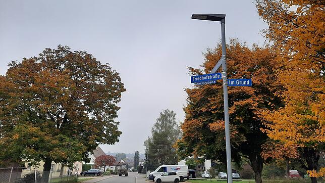 Straßenlaternen in der Friedhofstraße in Nenzingen.