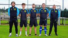 Von links: Luca Crudo (Trainer), Artur Fedoriv, Adrian Grozinger, Marcel Wetzig und Mario Heinrich (Co-Trainer)