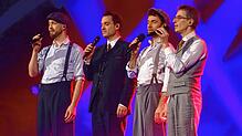 Lukas Teske, Jan Bürger, Christoph Hiller, Oliver Gies (von links) singen a capella im Gloria-Theater.