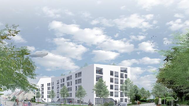Bild : 70 Mietwohnungen sollen entstehen: So sieht der geplante Neubau auf dem Areal des alten Häfler Hallenbades aus