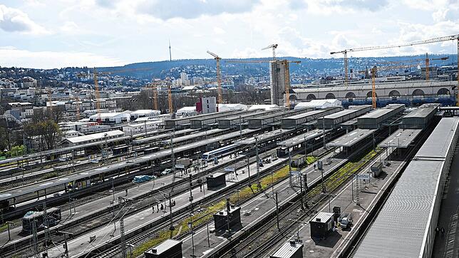 Die Baustelle des milliardenschweren Bahnprojekts Stuttgart 21, bei der der Hauptbahnhof unter die Erde verlegt werden soll. Der ...