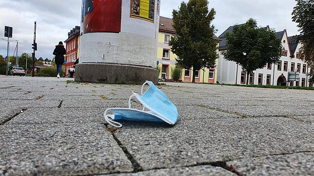 Neben dem gestiegenen Aufkommen von Plastikmüll durch die Schnelltests belasten auch achtlos weggeworfene Einweg-Masken die Umwelt ...