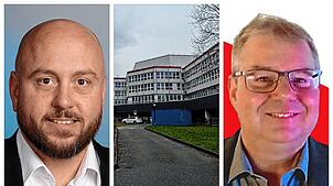 CDU-Chef Simon Kühn (links) findet klare Worte zum Gesundheitscampus. Rechts Bürgermeister Alexander Guhl.