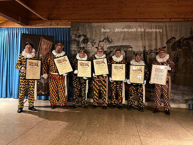Sie wurden am Hauptbott geehrt (von links): Karl-Martin Mutter, Martin Leuenberger, Mario Bargarella, Jürgen Westhauser, Christoph ...