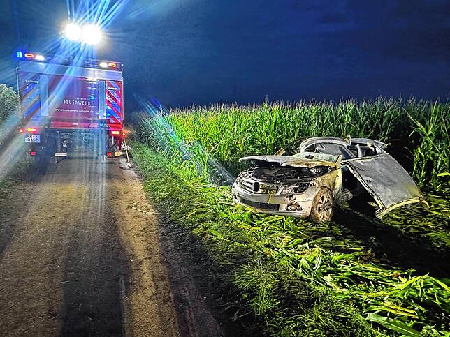 Die Feuerwehr musste die 78 Jahre alte Fahrerin, die sich bei dem Unfall schwere Verletzungen zuzog, retten.