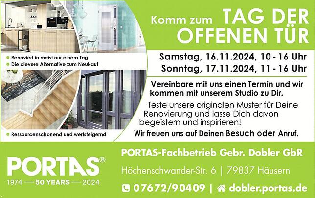 Bild 1: Dobler Portas Häusern - Tag der offenen Tür : Kompetenter Ansprechpartner bei Renovierung
