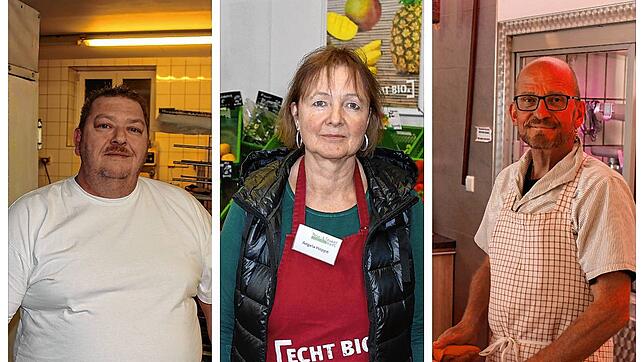 Bäckermeister Friedrich Straub (links), Bioladen-Inhaberin Angela Hoppe und Metzgermeister Hans Peter Rieckmann.
