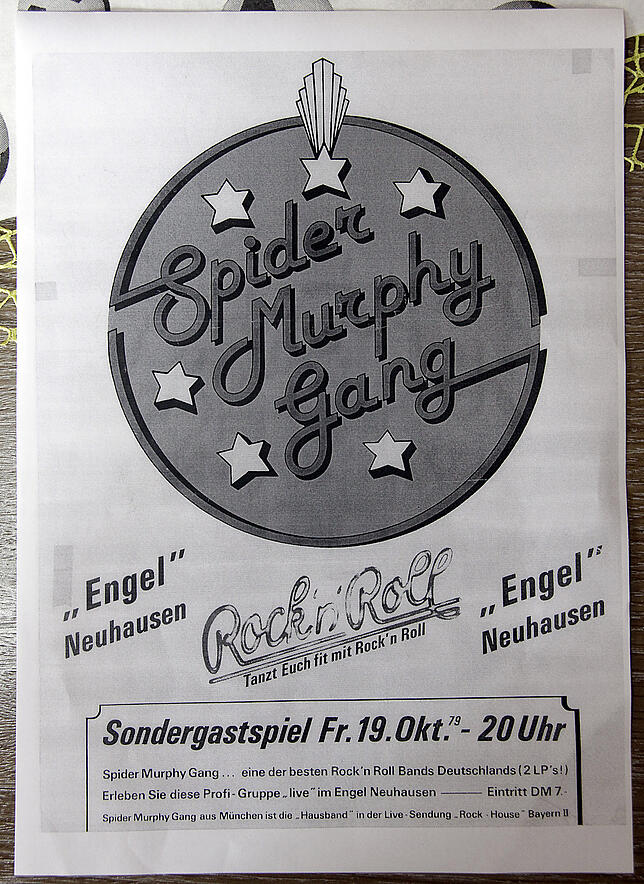 Kopie vom Werbeplakat für den Auftritt der Spider Murphy Gang im Engel.