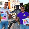 Jonas Fluck, Frontmann der Band Blaska (links), und Tobias Franz (rechts) von der Froschenkapelle stellten sich bei der Präsentation des ...