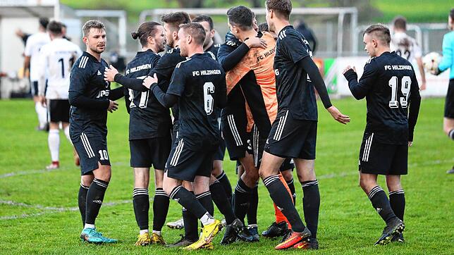 Hilzinger Jubel nach einem unerwarteten 1:0-Auswärtssieg in Mühlhausen.