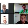 Video-Konferenz: Beim SV Herten einigten sich (oben, von links im Uhrzeiger-Sinn) Trainer Eike Elsasser, Sportchef Matthias Tröndle, ...