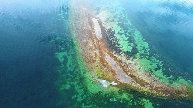 Die Insel Straßenrain ist im Moment noch von Wasser bedeckt. Sollte der Pegelstand weiter sinken, könnte sie an die Oberfläche gelangen.
