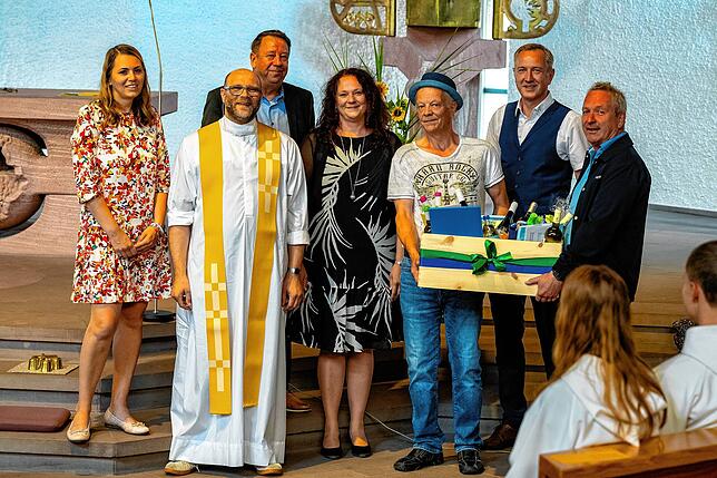 Die Ortsvorsteherinnen Irina Ebauer (Marbach), Anja Keller (Tannheim), Martin Straßacker (Pfaffenweiler) und Brigachtals Bürgermeister ...