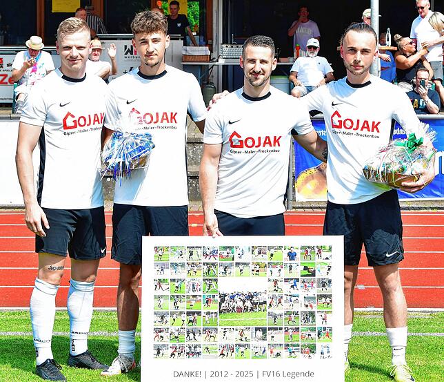 Verabschiedet beim FC Wehr: Sportchef Alexander Rebis (von links) mit Saner Öz, der zum FSV Rheinfelden wechselt, Francesco Vardi, der ...