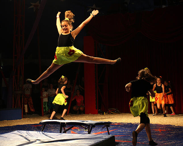 Trampolin-Akrobatik, Seiltanz und weitere Zirkus-Sparten präsentierten die Jung-Artistinnen der Gruppe Friwös vom ...