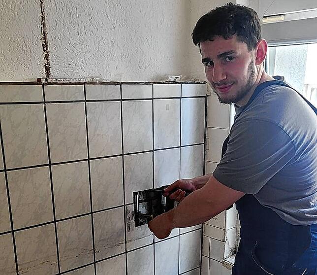 Ibrahim Haj Issam bei der Arbeit auf einer Baustelle