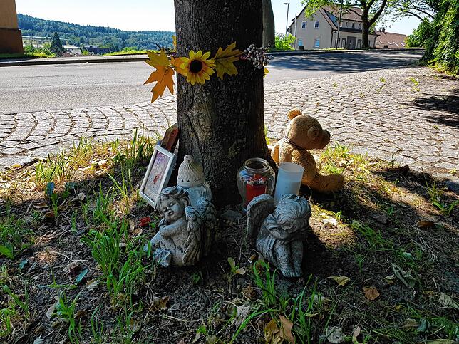 Unter einem Baum am Stockacher Stadtwall wurden zum Gedenken an die im Januar 2023 ermordete Sabrina P. verschiedene Gegenstände ...