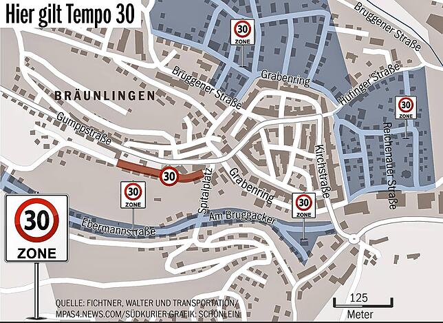 Bild 1: Keine Tempo-30-Zone im Städtle: Rechts-vor-links ist für Bräunlinger Gemeinderäte eine Horrorvorstellung